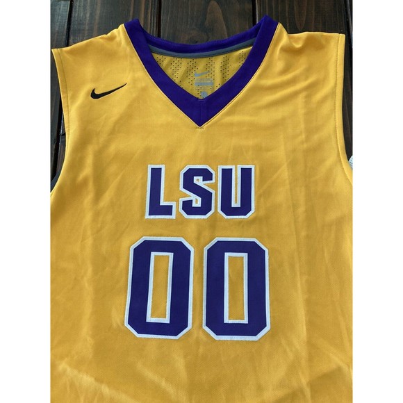 Nike LSU Tigers Engineered Men’s Basketball Jersey #00 Size Large Yellow Sewn - Picture 1 of 12